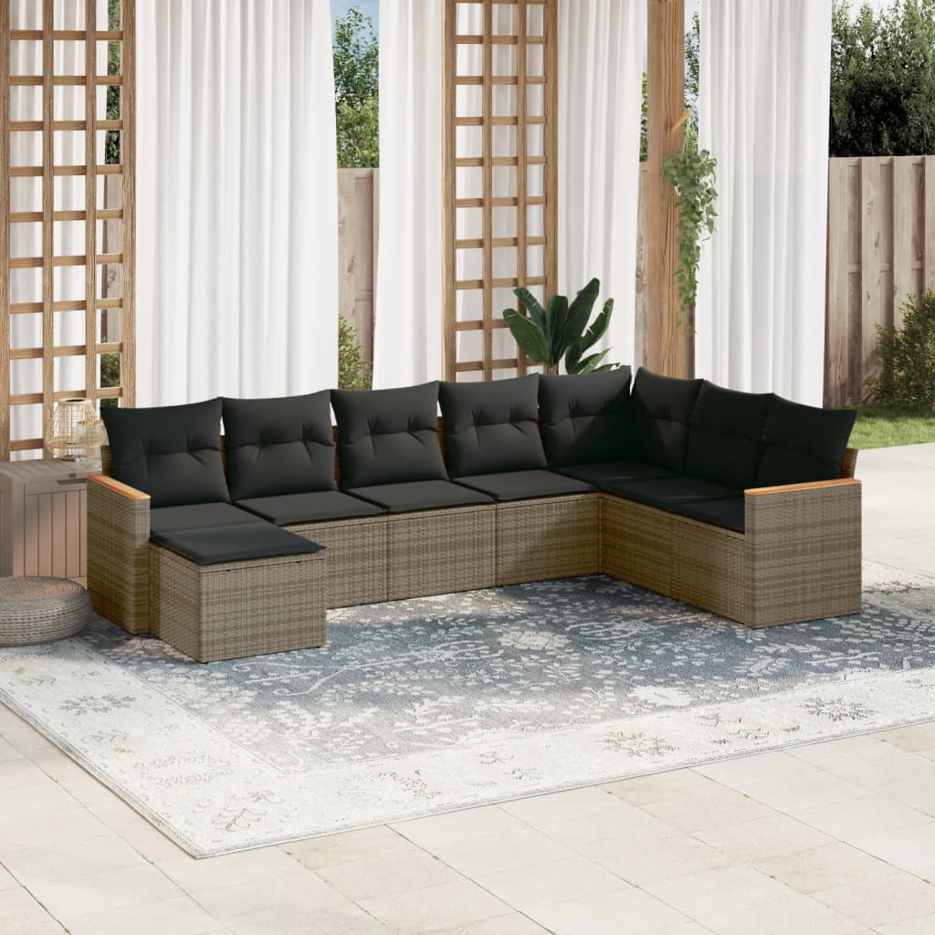 9Dílná Zahradní Sedací Souprava S Poduškami Béžová Polyratan