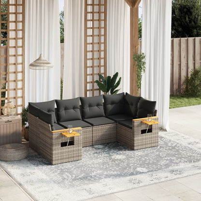 6Dílná Zahradní Sedací Souprava S Poduškami Šedá Polyratan