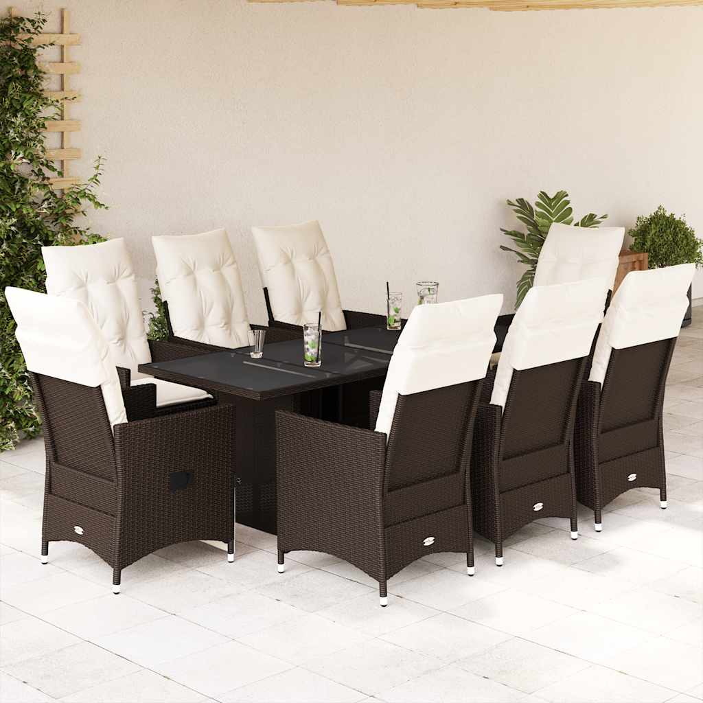 9Dílný Zahradní Jídelní Set S Poduškami Hnědý Polyratan