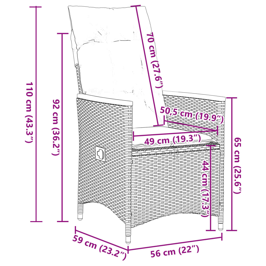 9Dílný Zahradní Jídelní Set S Poduškami Černý Polyratan