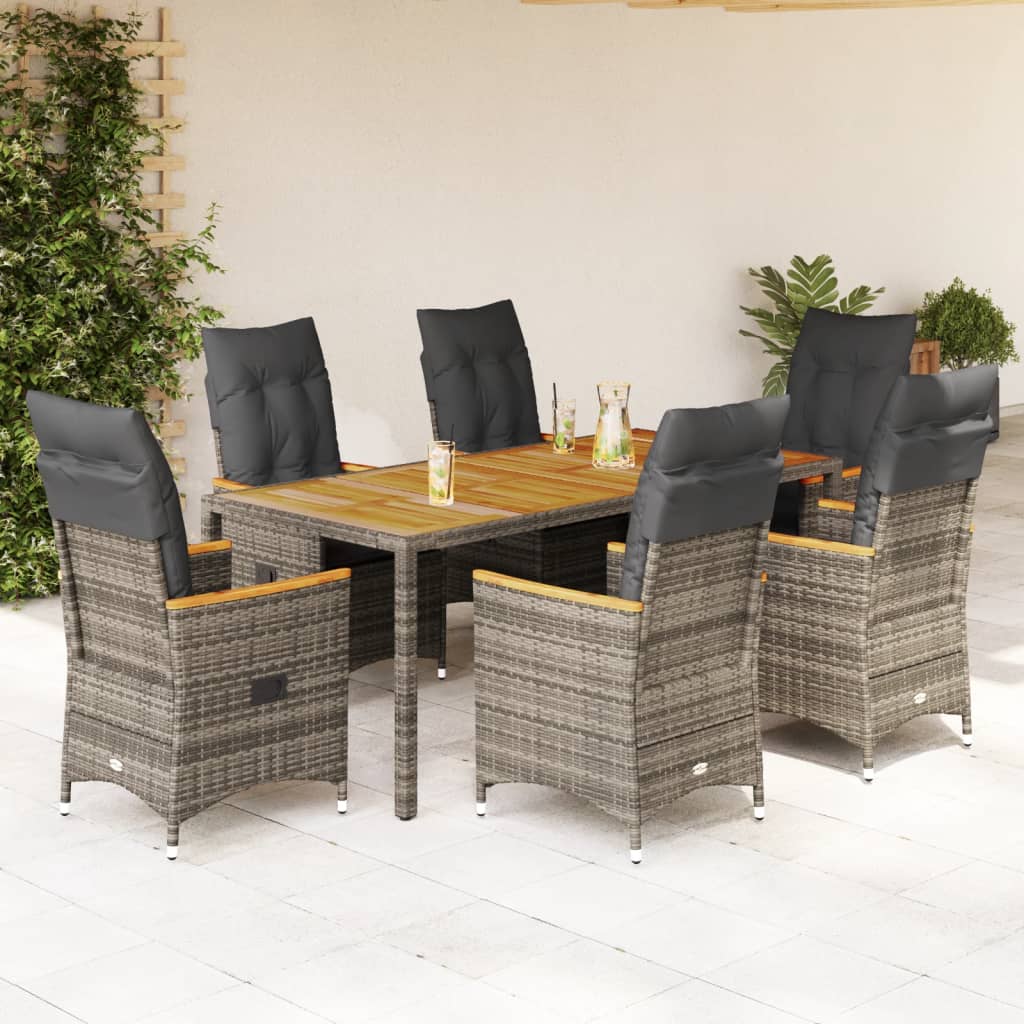 5Dílný Zahradní Jídelní Set S Poduškami Šedý Polyratan