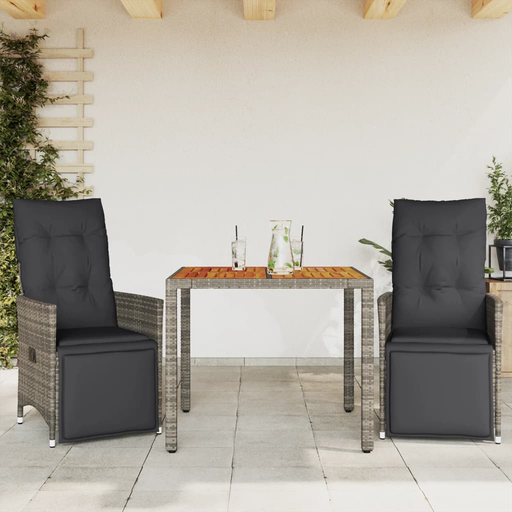 5Dílný Zahradní Bistro Set S Poduškami Šedý Polyratan