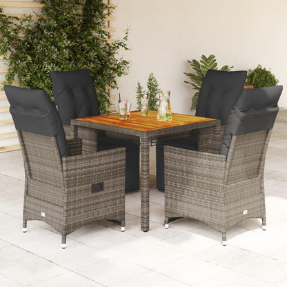 5Dílný Zahradní Bistro Set S Poduškami Šedý Polyratan