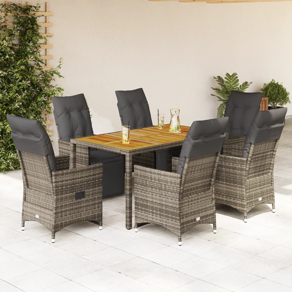 5Dílný Zahradní Bistro Set S Poduškami Šedý Polyratan
