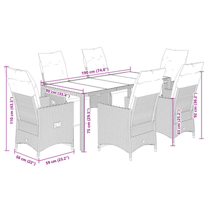 7Dílný Zahradní Bistro Set S Poduškami Šedý Polyratan