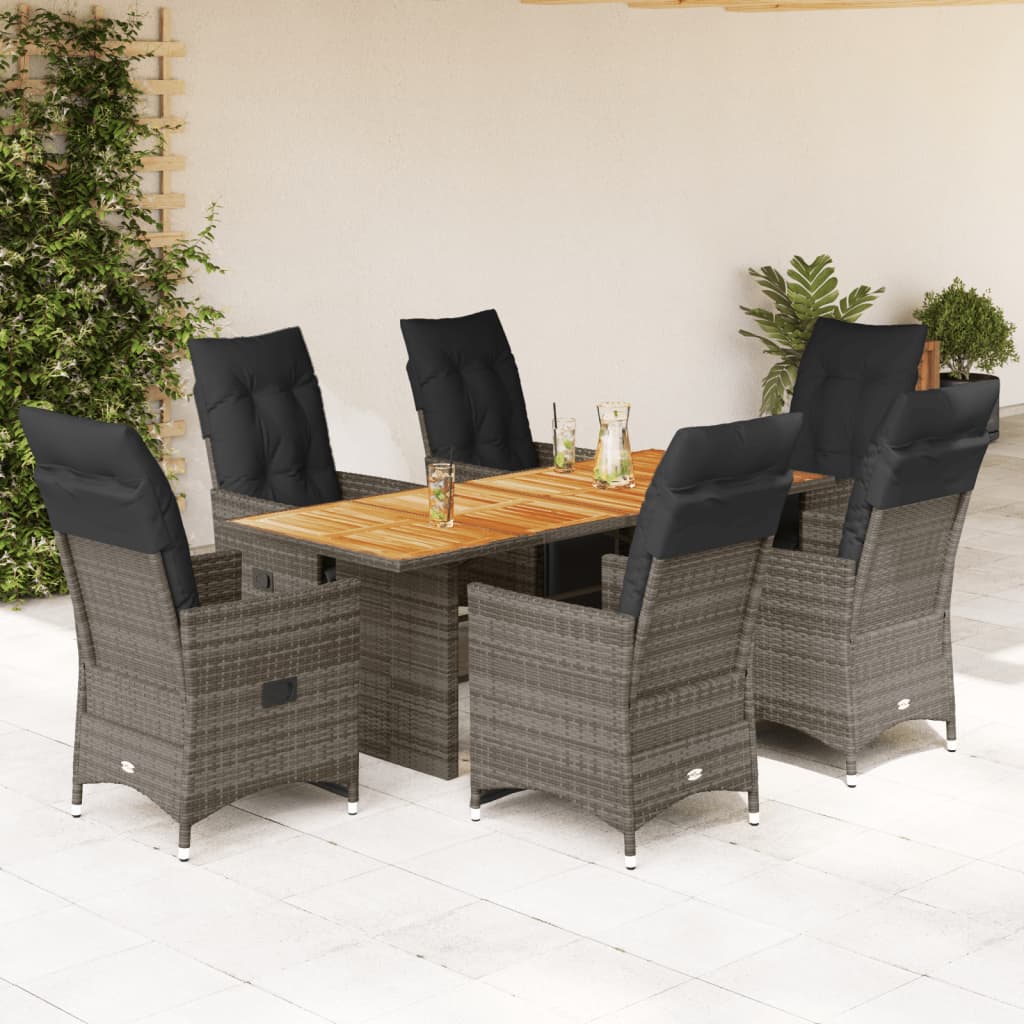 5Dílný Zahradní Bistro Set S Poduškami Šedý Polyratan