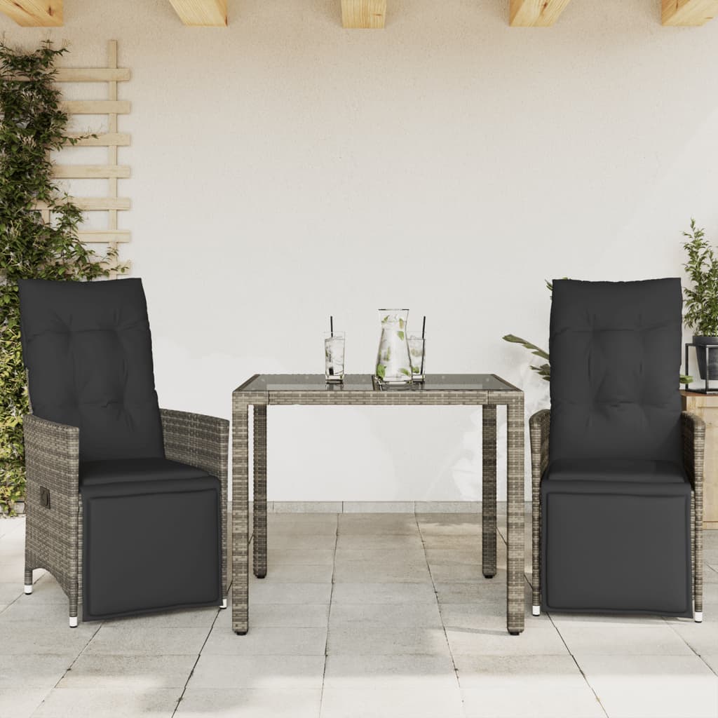 5Dílný Zahradní Bistro Set S Poduškami Šedý Polyratan