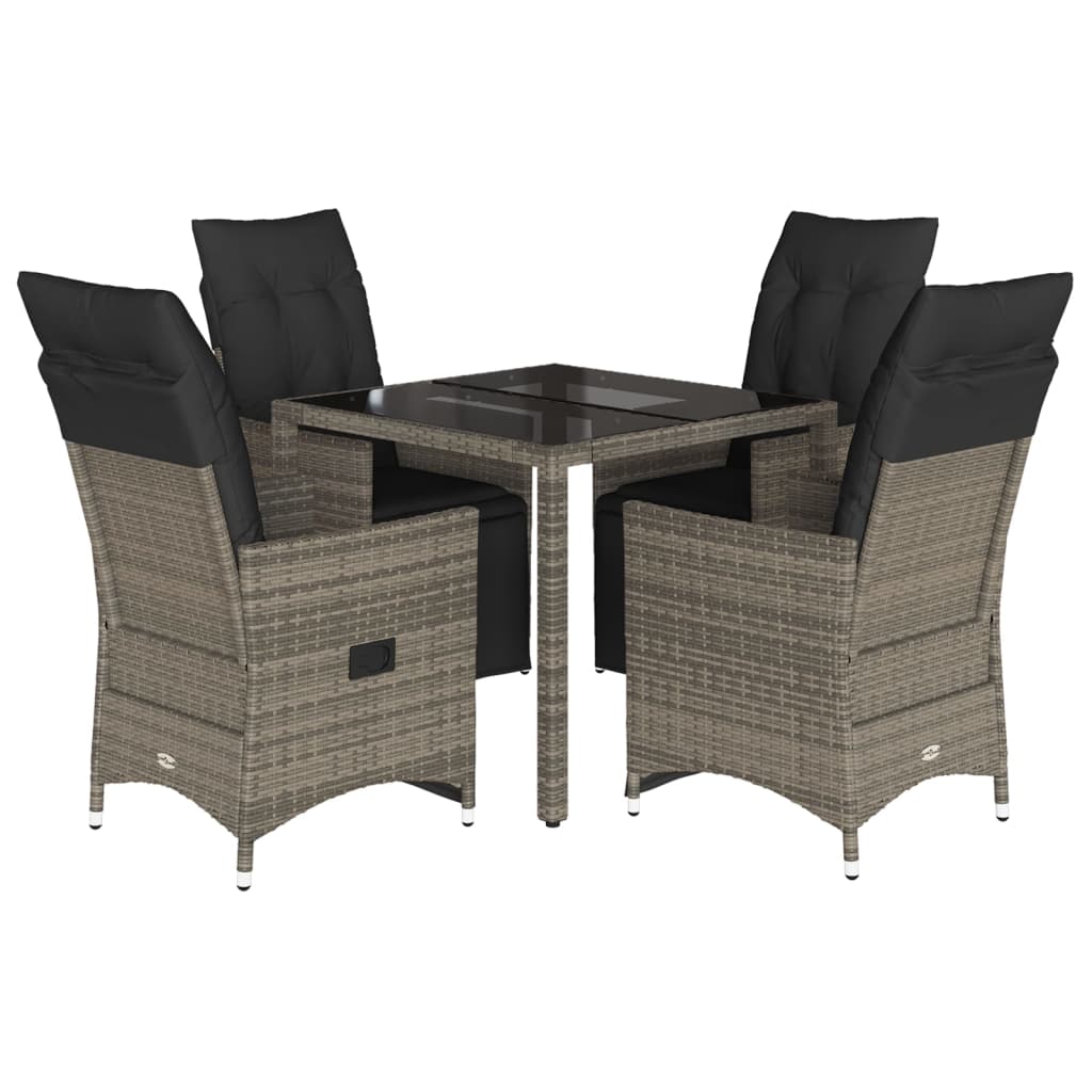 5Dílný Zahradní Bistro Set S Poduškami Šedý Polyratan