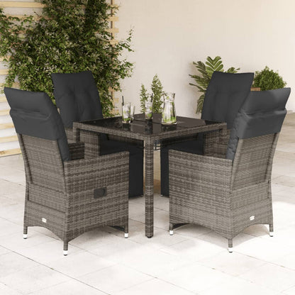 5Dílný Zahradní Bistro Set S Poduškami Šedý Polyratan
