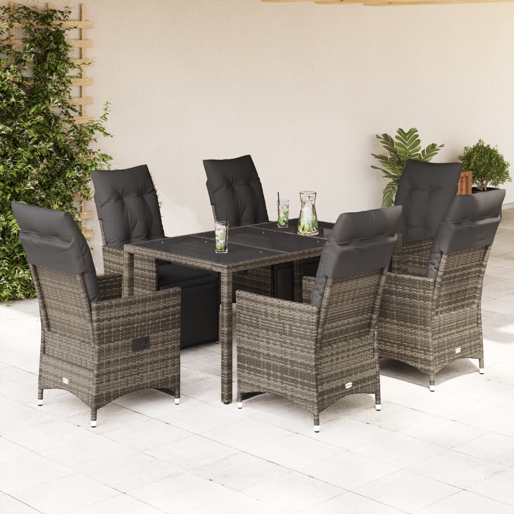 5Dílný Zahradní Bistro Set S Poduškami Šedý Polyratan