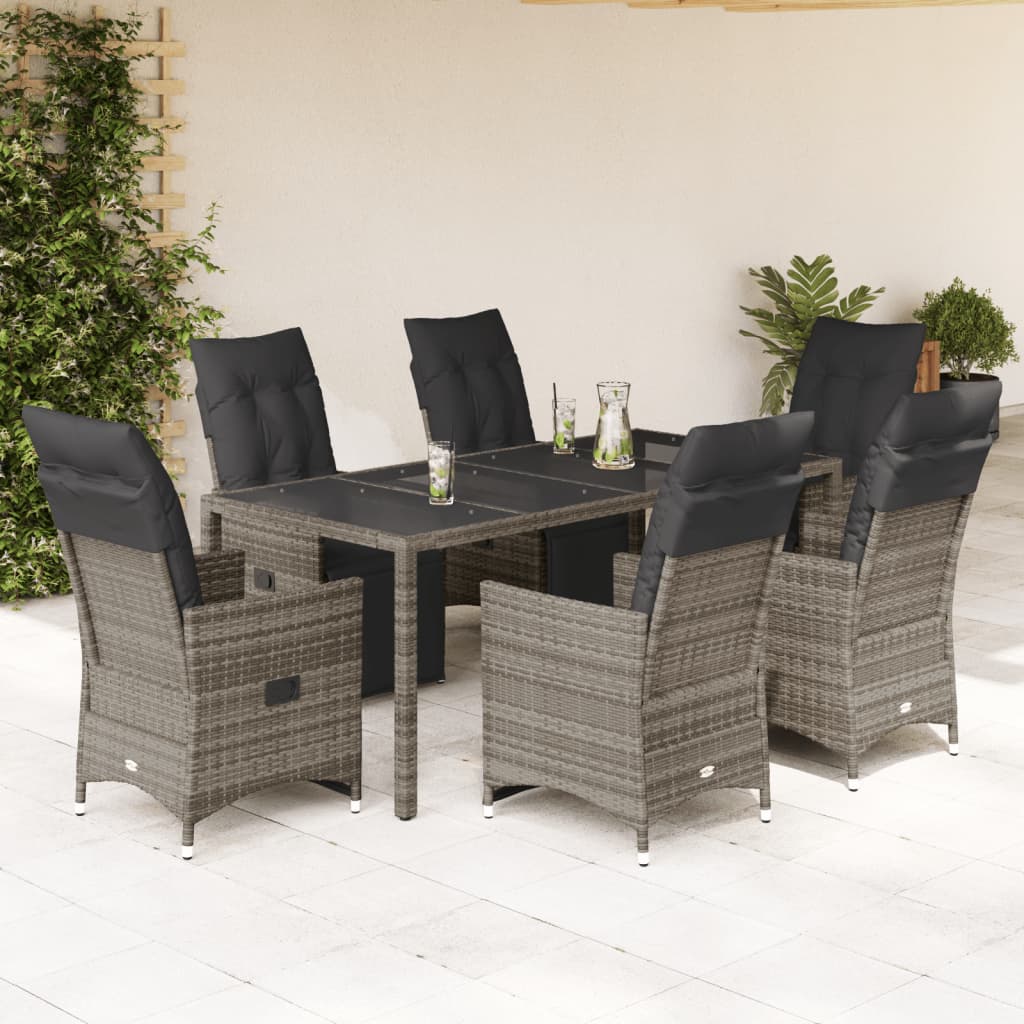 5Dílný Zahradní Bistro Set S Poduškami Šedý Polyratan