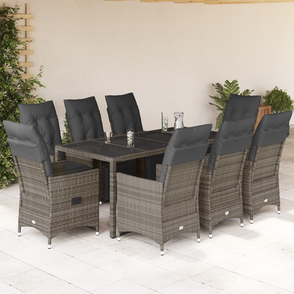 5Dílný Zahradní Bistro Set S Poduškami Šedý Polyratan