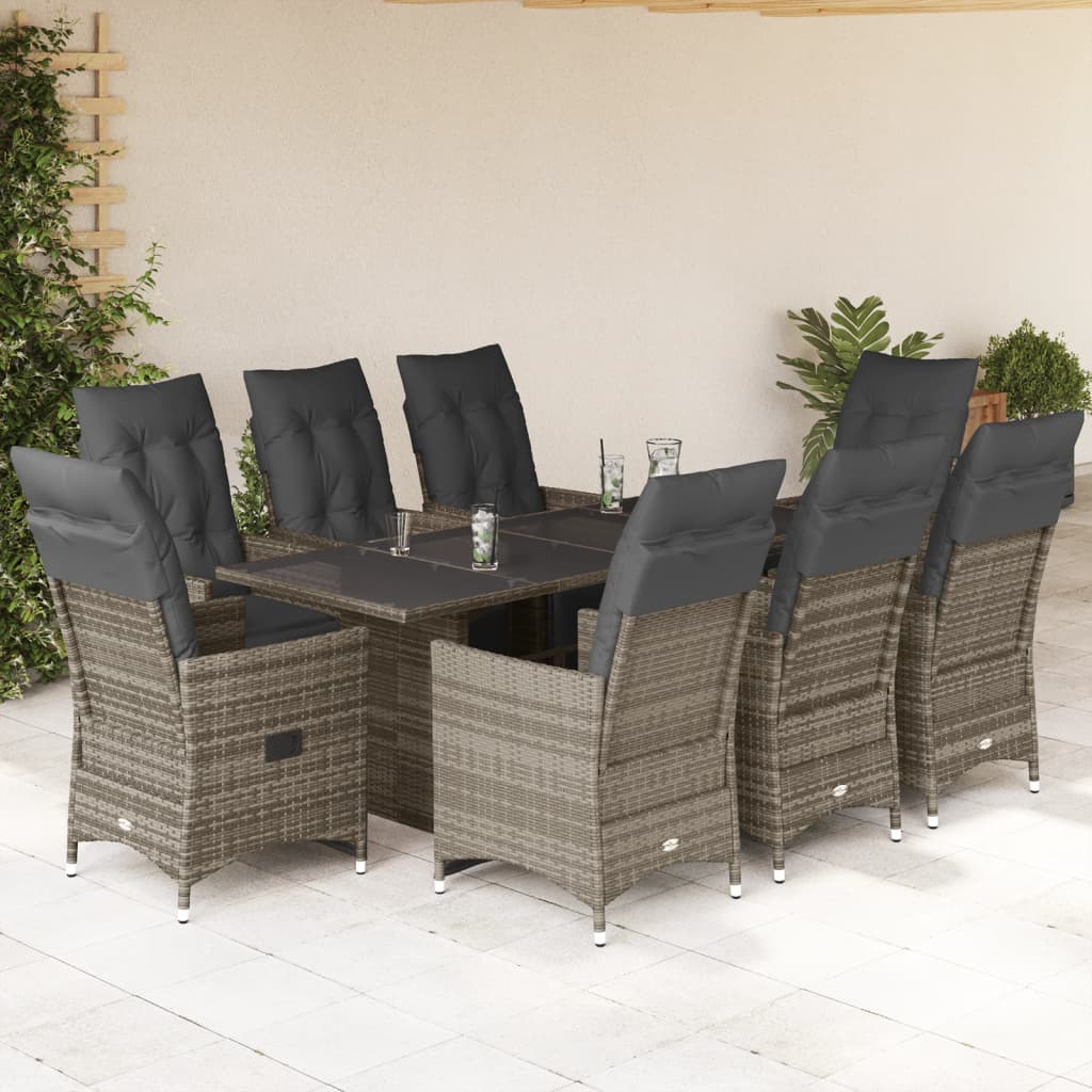 5Dílný Zahradní Bistro Set S Poduškami Šedý Polyratan