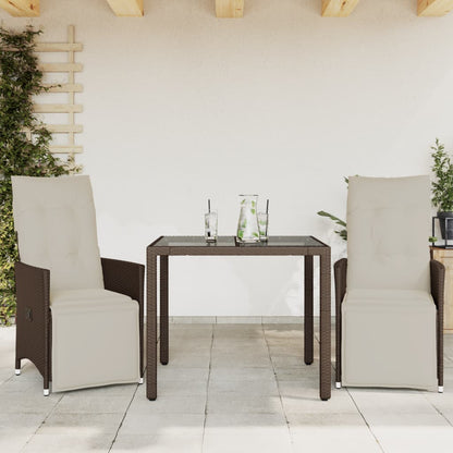 7Dílný Zahradní Bistro Set S Poduškami Hnědý Polyratan