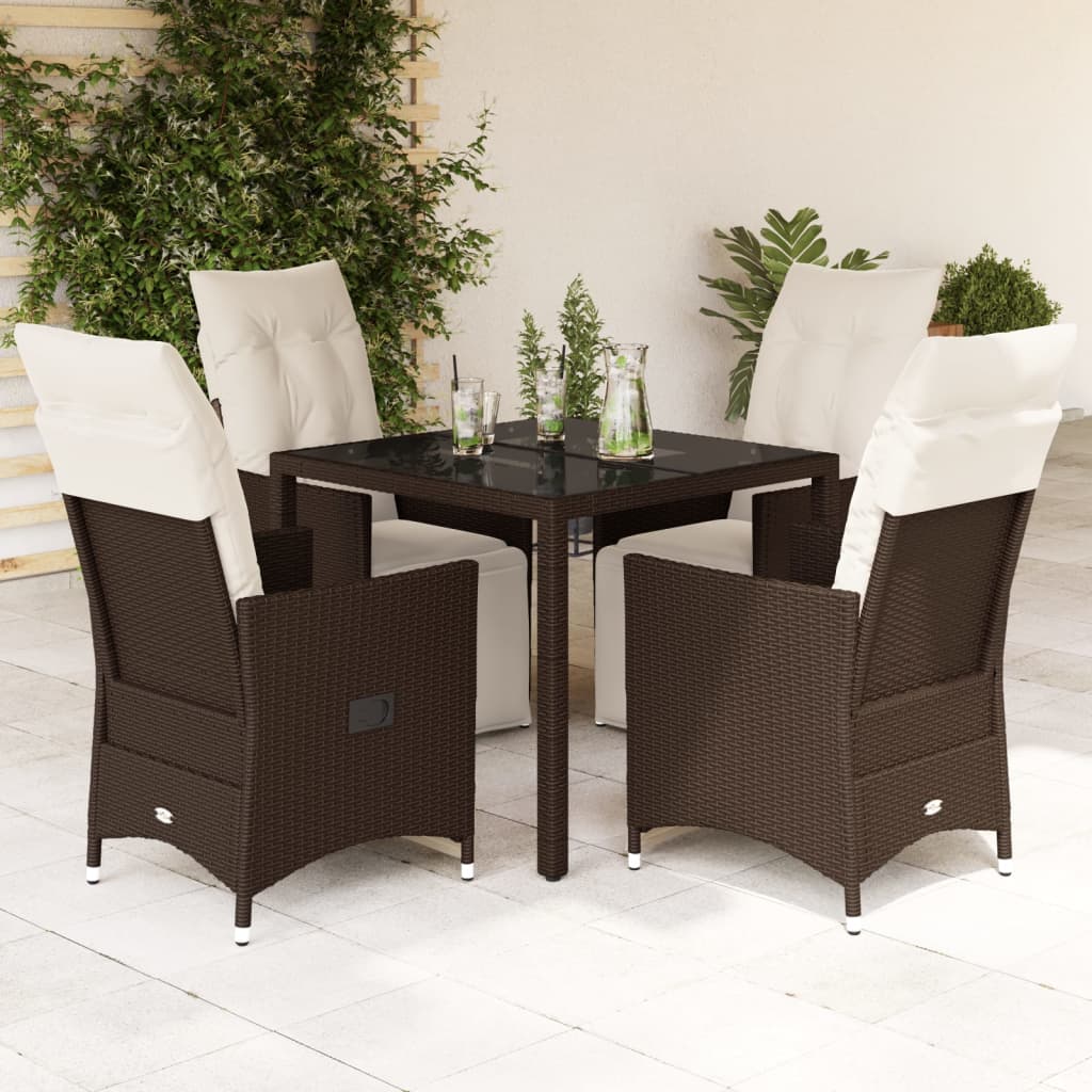 7Dílný Zahradní Bistro Set S Poduškami Hnědý Polyratan