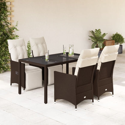 7Dílný Zahradní Bistro Set S Poduškami Hnědý Polyratan