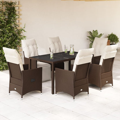 7Dílný Zahradní Bistro Set S Poduškami Hnědý Polyratan