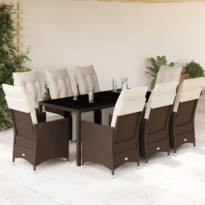 7Dílný Zahradní Bistro Set S Poduškami Hnědý Polyratan