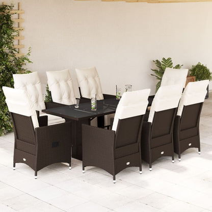 7Dílný Zahradní Bistro Set S Poduškami Hnědý Polyratan