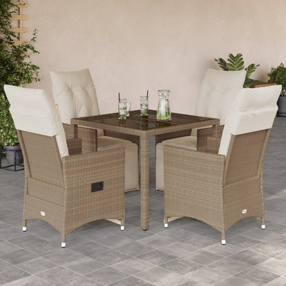 5Dílný Zahradní Bistro Set S Poduškami Béžový Polyratan