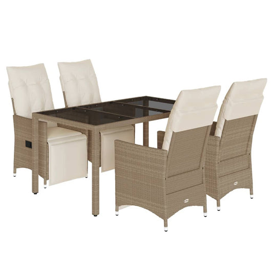 5Dílný Zahradní Bistro Set S Poduškami Béžový Polyratan