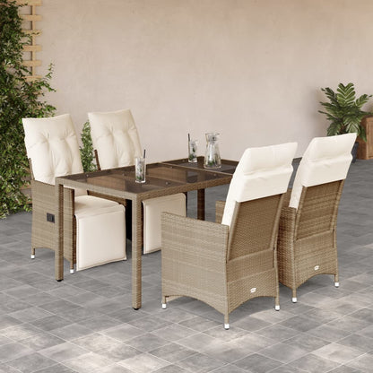 5Dílný Zahradní Bistro Set S Poduškami Béžový Polyratan