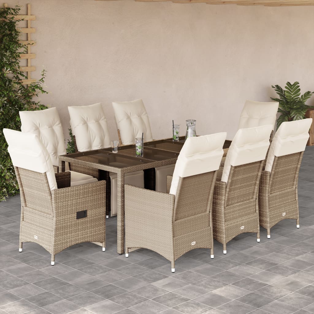 5Dílný Zahradní Bistro Set S Poduškami Béžový Polyratan