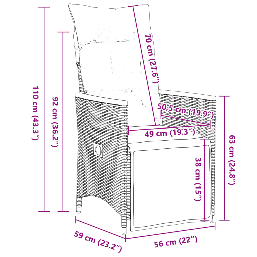 5Dílný Zahradní Bistro Set S Poduškami Černý Polyratan