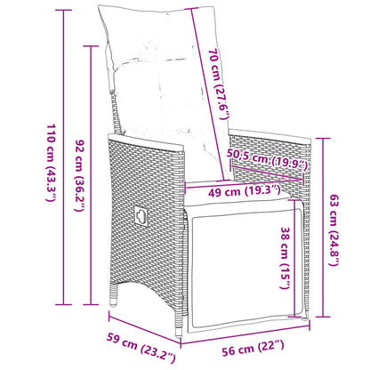 5Dílný Zahradní Bistro Set S Poduškami Černý Polyratan