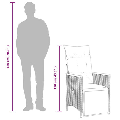 5Dílný Zahradní Bistro Set S Poduškami Černý Polyratan