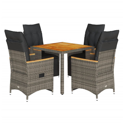 5Dílný Zahradní Bistro Set S Poduškami Šedý Polyratan