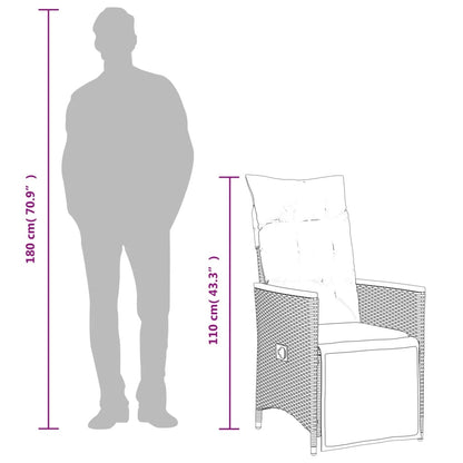 5Dílný Zahradní Bistro Set S Poduškami Šedý Polyratan