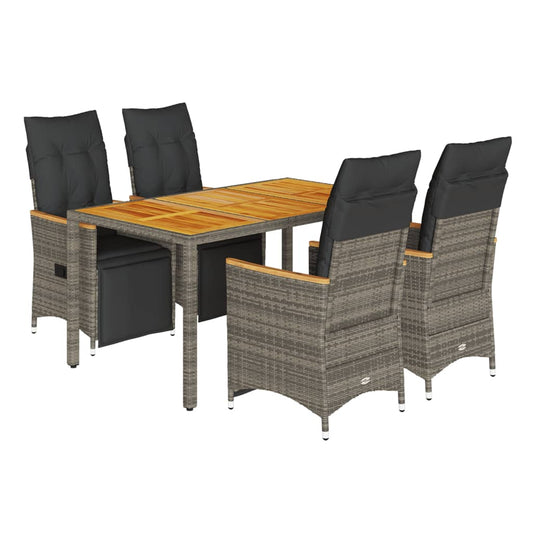 5Dílný Zahradní Bistro Set S Poduškami Šedý Polyratan
