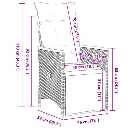 7Dílný Zahradní Bistro Set S Poduškami Šedý Polyratan