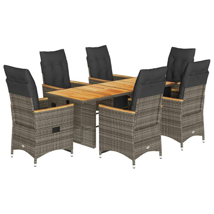 7Dílný Zahradní Bistro Set S Poduškami Šedý Polyratan