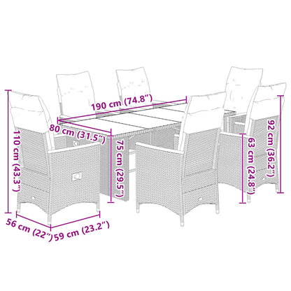 7Dílný Zahradní Bistro Set S Poduškami Šedý Polyratan