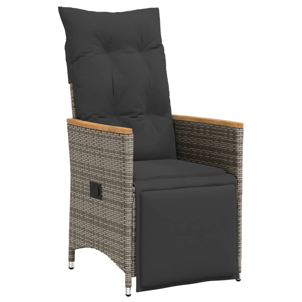 9Dílný Zahradní Bistro Set S Poduškami Šedý Polyratan