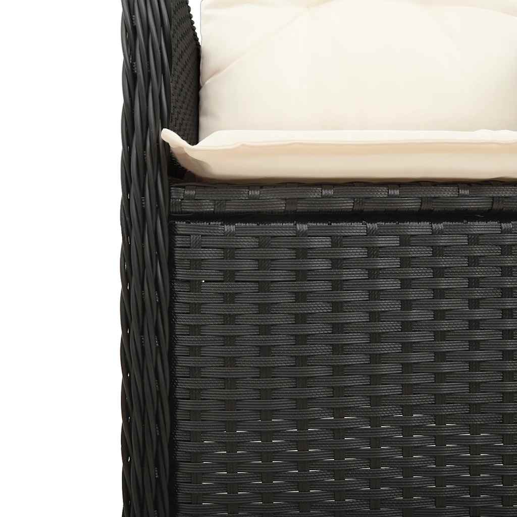 3Dílný Zahradní Bistro Set S Poduškami Černý Polyratan