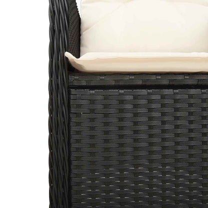 3Dílný Zahradní Bistro Set S Poduškami Černý Polyratan