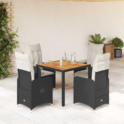 3Dílný Zahradní Bistro Set S Poduškami Černý Polyratan