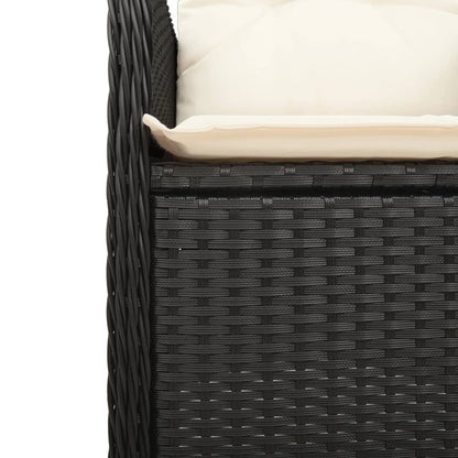 5Dílný Zahradní Bistro Set S Poduškami Černý Polyratan