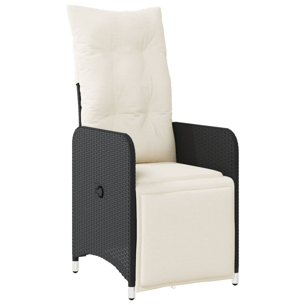 7Dílný Zahradní Bistro Set S Poduškami Černý Polyratan