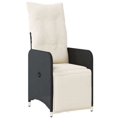 7Dílný Zahradní Bistro Set S Poduškami Černý Polyratan