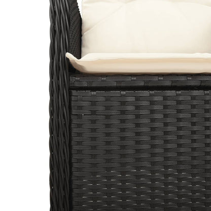 7Dílný Zahradní Bistro Set S Poduškami Černý Polyratan