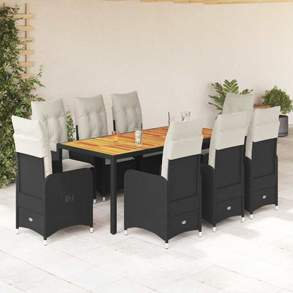 3Dílný Zahradní Bistro Set S Poduškami Černý Polyratan