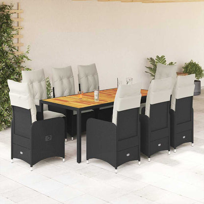 3Dílný Zahradní Bistro Set S Poduškami Černý Polyratan