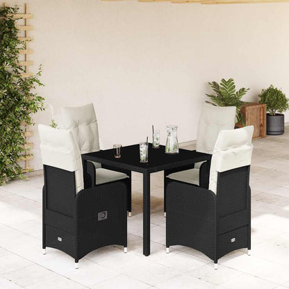 3Dílný Zahradní Bistro Set S Poduškami Černý Polyratan