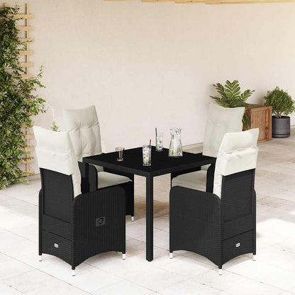 3Dílný Zahradní Bistro Set S Poduškami Černý Polyratan