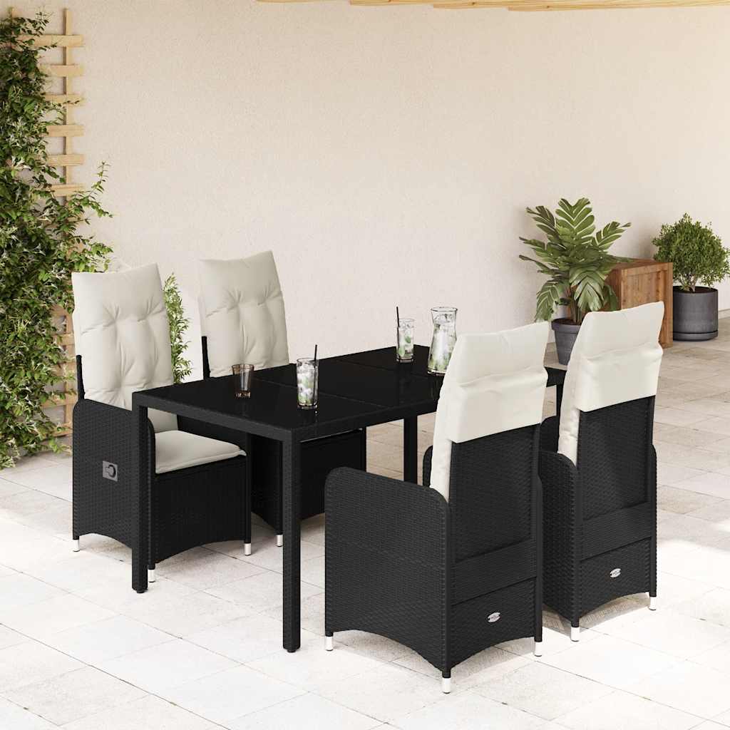 3Dílný Zahradní Bistro Set S Poduškami Černý Polyratan
