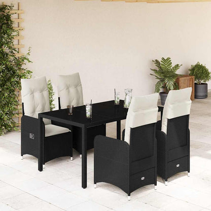 3Dílný Zahradní Bistro Set S Poduškami Černý Polyratan